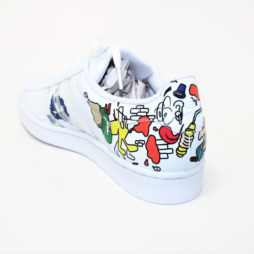 Adidas Superstar White "Painted Comic Art" Classic Shell Toe Men's 10.5 NWT! - Picture 9 of 12